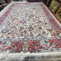 جفت فرش ۹ متری کاسه کوزه تلفیقی دستباف حاشیه مسی