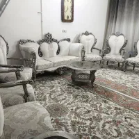 مبل سلطنتی۹نفره بامیزوعسلی(یکسال کارکرده|مبلمان خانگی و میز عسلی|ابریشم, |دیوار