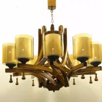 لوستر تابان ۶شعله چوبی