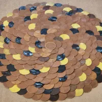 پادری چرم اصل دست دوز  گرد طرح پولک ماهی