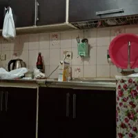 دو دست کابینت فلزی دو عدد سینک ظرفشویی و یک عددهود|آب‌چکان و نظم‌دهنده ظروف|اهواز, فاز ۱ پادادشهر|دیوار