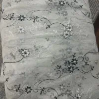 پرده گل برجسته حریر