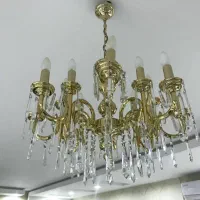 لوستر ۸ شاخه تمام برنجی روکش آب طلا|لوستر و چراغ آویز|قزوین, |دیوار