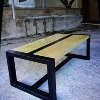 نیمکت پایه فلزی رویه چرم و چوب|صندلی و نیمکت|تهران, خلیج فارس|دیوار