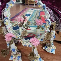 ایینه همراه قاب چوبی سالم ،وایینه شمعدون|آینه|قزوین, |دیوار