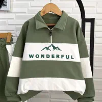 لباس بچه گونه بلوز نیم زیپ و شلوار رینگری wonder