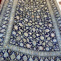 فرش دستباف ۶ متری کاشان سرمه ای افشان دستبافت