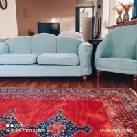 مبل هشت نفره رنگ سبز آبی کم رنگ