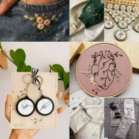 گلدوزی دیوار کوب گلدوزی بر روی لباس.جوراب.مقنعه.