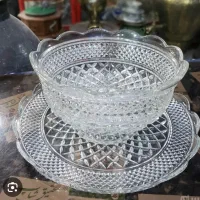 کاسه بشقاب کریستال امریکایی + دو عدد شکلات خوری