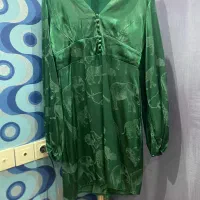 ماکسی سبز رنگ با سرهمی مشکی