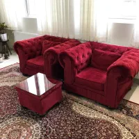 ۶ عدد مبل چستر پارچه مخمل به همراه دو عدد میز