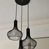 لوستر سه آویز فلزی مشکی