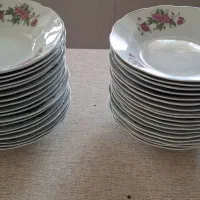بشقاب خورشت خوری گل سرخ قدیمی سالم