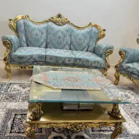 مبل استیل 9 نفره آبی طلایی کلاسیک|مبلمان خانگی و میز عسلی|تهران, هفده شهریور|دیوار