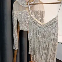 لباس مجلسی طلایی درخشان کاملا نو