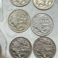 دهعدد سکه بیست پنسی استرالیا یکجا
