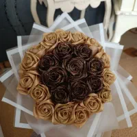 دسته گل رز روبانی