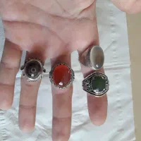 انگشترنقره عقیق سرخ وسبز وباباقوری