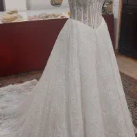 لباس عروس دانتل تمام مراورید دوزی
