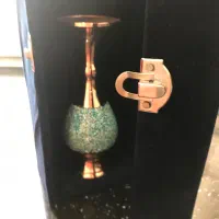 گلدان مسی فیروزه کاری با جعبه نوی نو|صنایع دستی و سایر لوازم تزئینی|تهران, نیروی هوایی (پیروزی)|دیوار