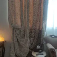 والان پرده طرح پتینه گرم بالا کرم طلایی