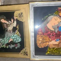 تابلو پولک دوزی کوبلن تابلو عکس قدیمی دهه ۵۰