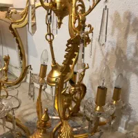 لوستر برنز آب طلا ۱۰ شاخه دو عدد|لوستر و چراغ آویز|تهران, الهیه|دیوار
