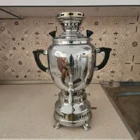 سماور گازی برند یوسفیان+سینی استیل+کاسه|سماور، چای‌ساز، قهوه‌ساز|گرمدره, |دیوار