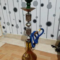 قلیون برنجی با کنده کاری چوبی خاص