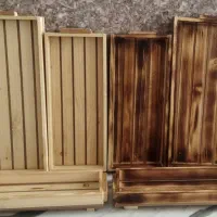 سینی چوبی ست سه تایی اردوخوری|ظروف سرو و پذیرایی|میبد, |دیوار