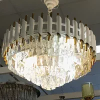 لوستر دو لول سفید طلایی