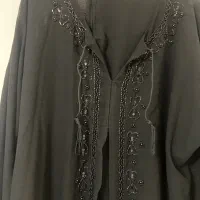 مانتو عبایی جلو بسته حریر به همراه شال