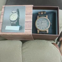 ساعت مچی  چوبی کار دست مردانه آنتیک داخل جعبه