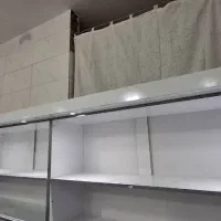 قفسه و میز ام دی اف با نور پردازی زیبا|کتابخانه، شلف، قفسههای دیواری|بروجن, |دیوار