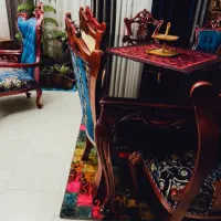 مبلمان کلاسیک چوب راش وپارچه ترک۹نفره+میزناهارخوری