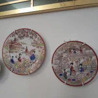 دو عددبشقاب دیوارکوب kutani اصل ژاپن قدیمی