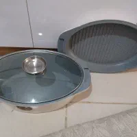 یک عدد تابه گریل و قابلمه مستطیلی وسر شیشه ای