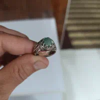 انگشتر نقره با نگین زمرد|جواهرات|ایلام, |دیوار