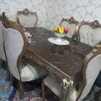 میزناهارخوری سلطنتی۶نفره چوب راش طلایی پژ