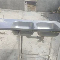 سینک دوقلو سالم بدون زدگی با پایه