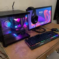 کیس گیمینگ قدرتمند+ مانیتور لوازم کامل کاملاً تمیز