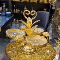 ظرف اماراتی سه خونه گرد کریستالی شیرینی وارداتی
