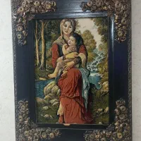 تابلو فرش اصلی مادر و دختر  دست بافت