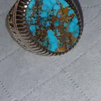 انگشتر نقره فیروزه رگه نقره ای وطلای