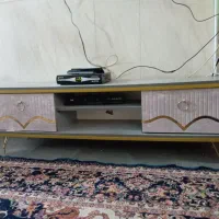 میز تلویزیون طوسی طلایی