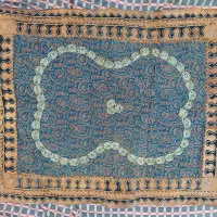 تابلو ترمه چرم. نقره دوزی. دویست ساله