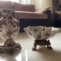 گلدان اجیل خوری میوه خوری طرح زیرخاکی پایه برنز