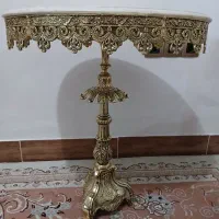 میز بیضی شکل آلیاژ آلمینیوم روکش برنز صفحه سنگ