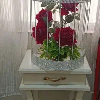 میز تلفن و قفس گل